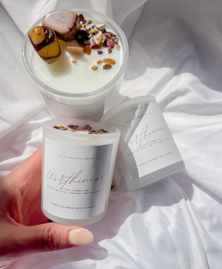 MINI Worthiness Crystal Infused Candle - The Affirmation CompanyCandles