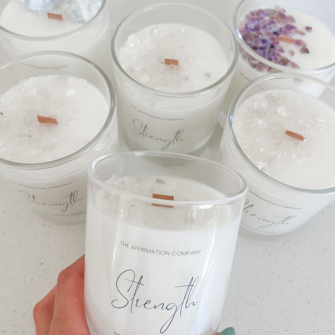 Strength Crystal Infused Candle - The Affirmation CompanyCandles