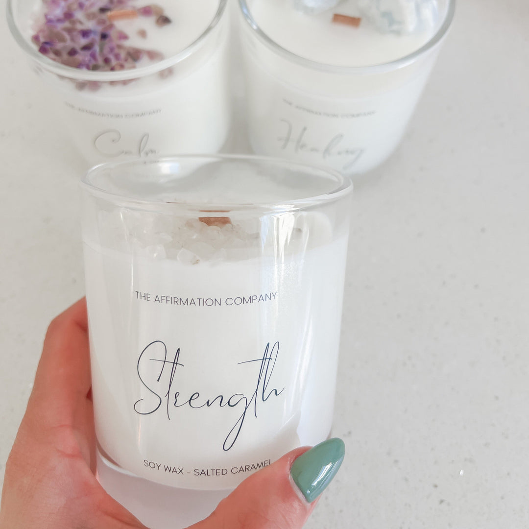 Strength Crystal Infused Candle - Wickless