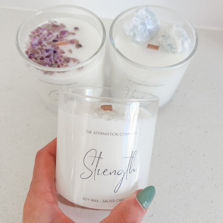Strength Crystal Infused Candle - The Affirmation CompanyCandles
